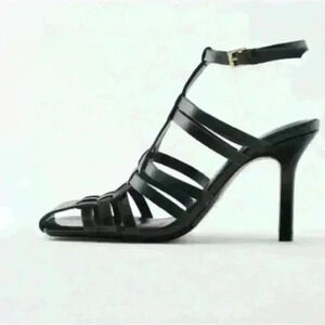 Zara  Fisherman Leather Sandals Black